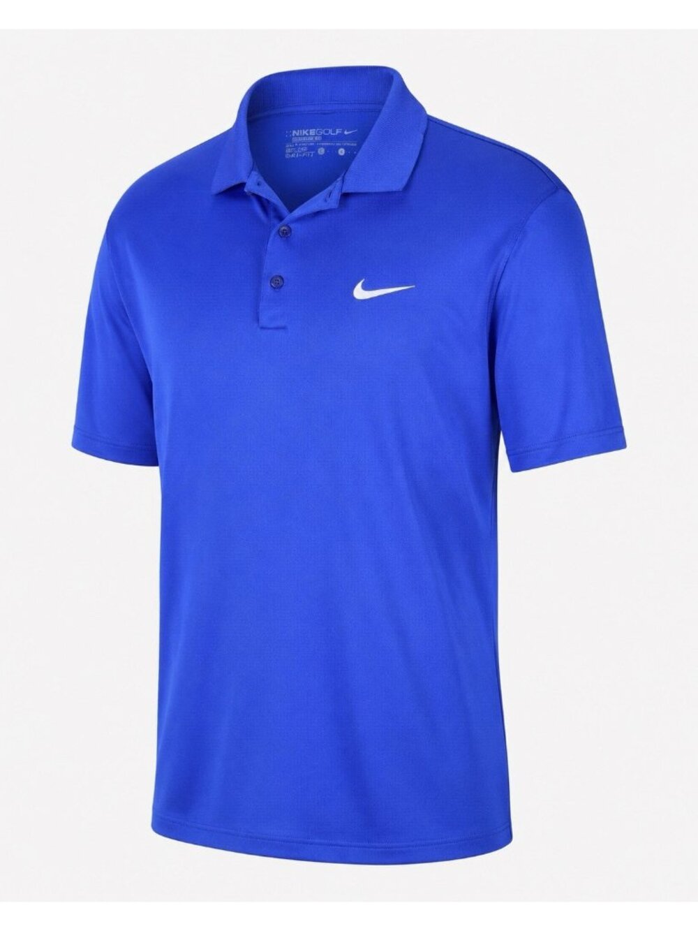 Nike Golf Dri-Fit Polo Shirt Men L Blue Performance Athletic Swoosh Standard Fit